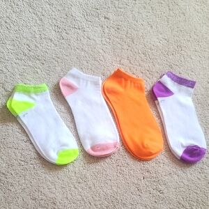 Cherokee Socks Neon Yellow, White W/Orange, Purple And Pink NWOT